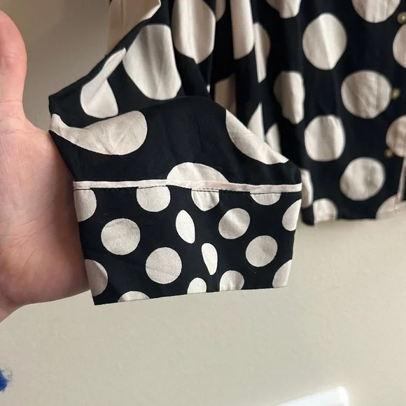 Anthropologie Black and White Polka Dot Button Down Shirt - Picture 3 of 6